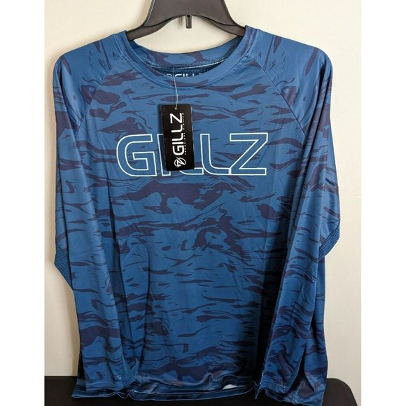 Gillz Mens LS UV Tournament Series V2 Blue Waterman Print LS Fishing Shirt Sz 2X - Picture 1 of 7